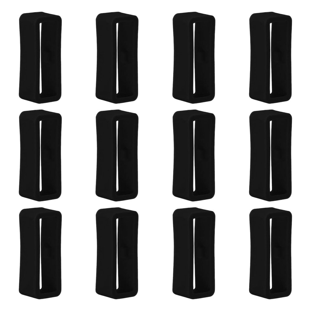 12-Pack 18 mm Silicone Watch Band Keeper Loops for Garmin Vivosport, Black