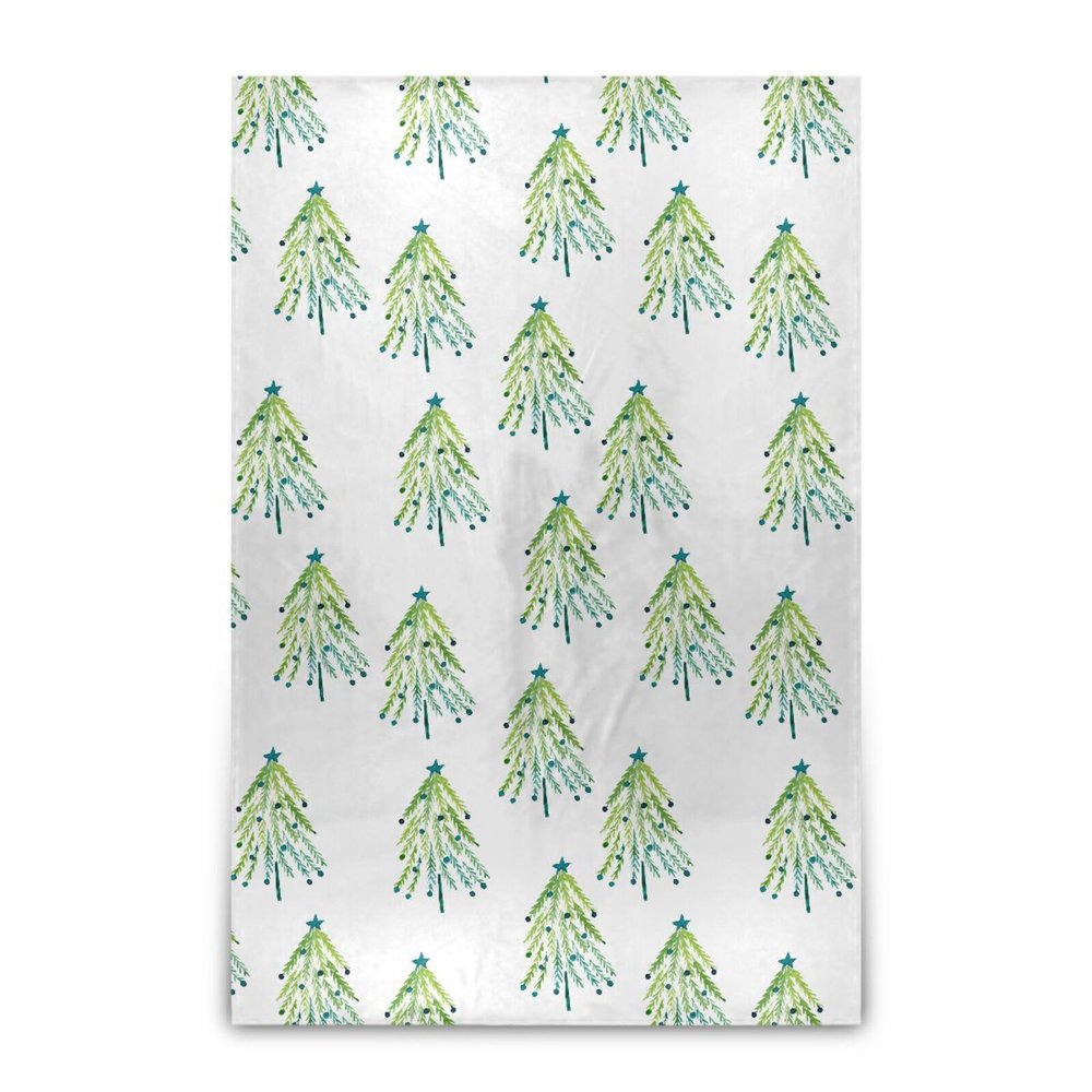 FRODOTGV Fluffy Flannel Throw Blanket with Watercolor Christmas Trees, 60 x 90 in