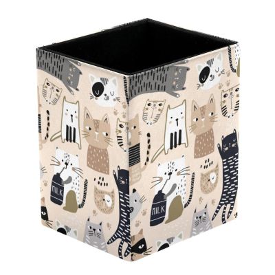 VAPOKF Cat Print Pen Holder for Desk