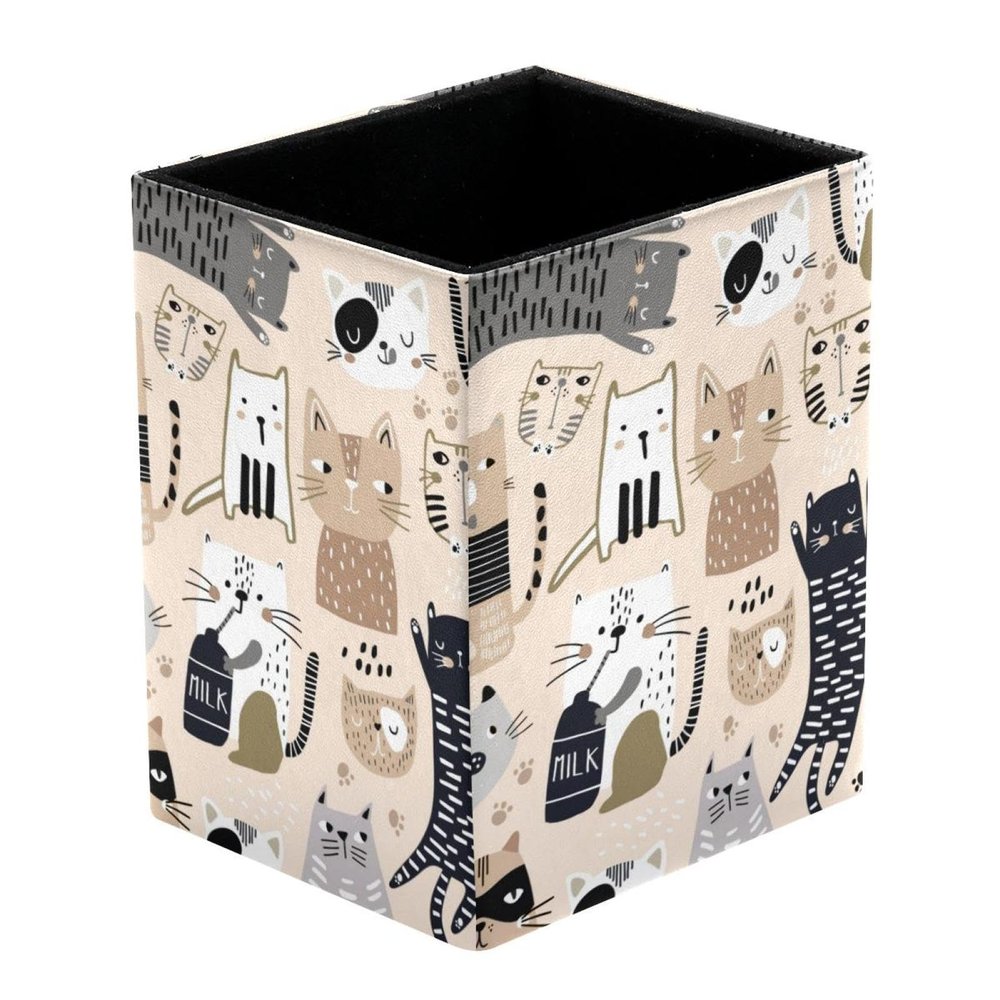 VAPOKF Cat Print Pen Holder for Desk