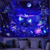 Tokusyou UV-Reactive Mushroom Butterfly Moon Psychedelic Forest Tapestry, Blacklight Wall Hanging, 150 x 210 cm view 1