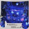 Tokusyou UV-Reactive Mushroom Butterfly Moon Psychedelic Forest Tapestry, Blacklight Wall Hanging, 150 x 210 cm view 3