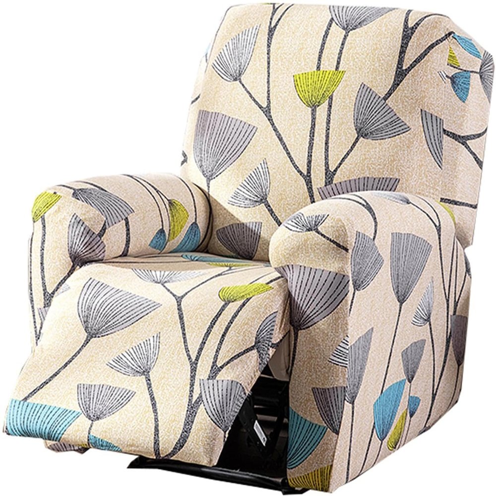 ELYSYSRL 4-Piece Stretch Recliner Slipcover with Pockets, Washable, Colorful #33