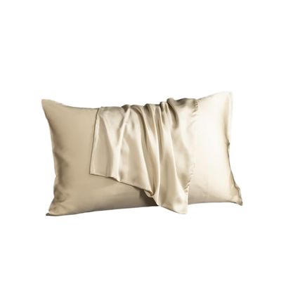 Silk Pillowcases, Hair Protection, Solid Color, Light Khaki, 50 x 80 cm, 2-Piece Set