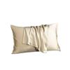 Silk Pillowcases, Hair Protection, Solid Color, Light Khaki, 50 x 80 cm, 2-Piece Set view 1