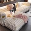 Thickened Faux Rabbit Fur Sofa Cover, Non-Slip L-Shaped Couch Protector, White, 110 x 160 cm view 1