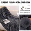 Thickened Faux Rabbit Fur Sofa Cover, Non-Slip L-Shaped Couch Protector, White, 110 x 160 cm view 3