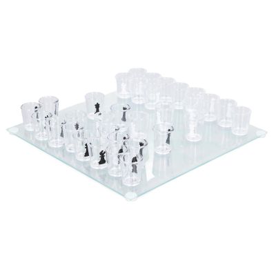 Keenso Shot Glass Chess Game, Drinking Game Set with Glass Board