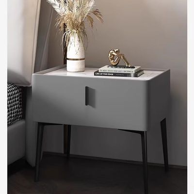 KEJIAWU Minimalist Nightstand with 1 Drawer, Dark Gray, 50 cm