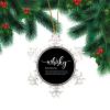 Whisky Nomen Definition Snowflake Ornament, Round Christmas Tree Decoration, Black & White Typography Keepsake Gift view 2