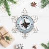 Texas Lone' Star Home Map Snowflake Ornaments, Round Christmas Tree Ornament, American Texas Gifts, Woodgrain Rustic Keepsake, Texas Proud Born State Collectible Gift for Festive Holidays Home Decor view 3