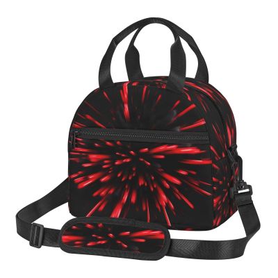 berbo 3D-Printed Explosion Burst Red & Black Insulated Lunch Bag