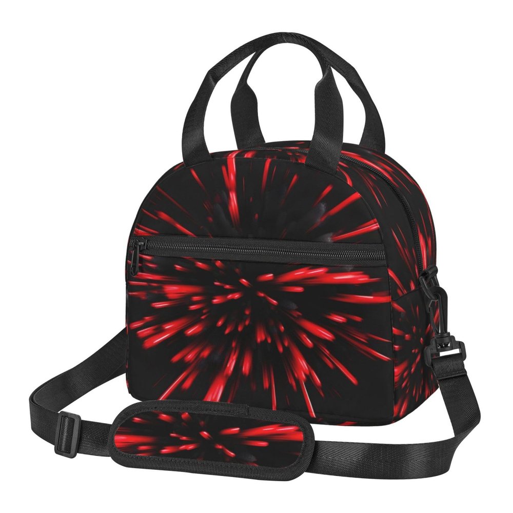 berbo 3D-Printed Explosion Burst Red & Black Insulated Lunch Bag