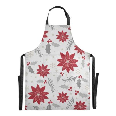Mnsruu Christmas Poinsettia Flowers Leaves Waterproof Apron, A109, 88 x 68 cm