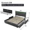 KUAKE Upholstered Bed 140 x 200 cm with LED Headboard and 2 Drawers, Adjustable Headboard, Linen, Gray, Mattress Not Included view 2