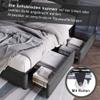 KUAKE Upholstered Bed 140 x 200 cm with LED Headboard and 2 Drawers, Adjustable Headboard, Linen, Gray, Mattress Not Included view 4