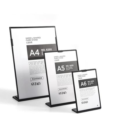 A4/A5/A6 T/L-Shape Tabletop Sign Holder, Black Border