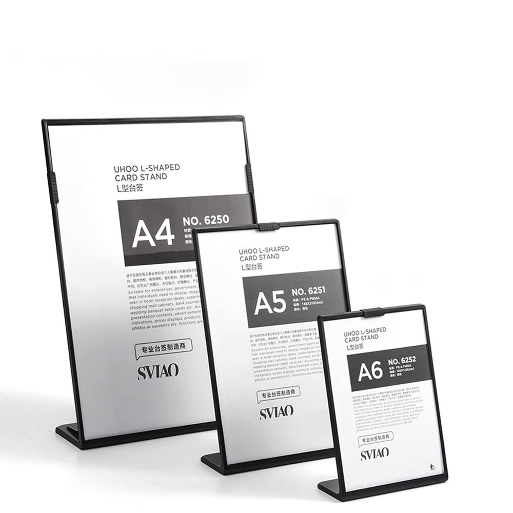 A4/A5/A6 T/L-Shape Tabletop Sign Holder, Black Border