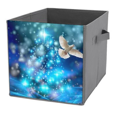 FWJZDSP Blue Sparkles Dove Storage Cube, Foldable Fabric Organizer with Handles