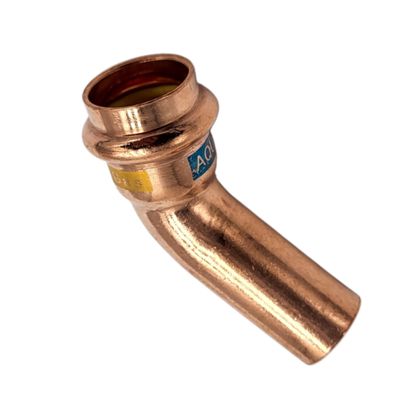 zbs24 Copper Press Fitting, 28 mm 45° Elbow I/A, 1 pc., with Seals, V-Press Profile, DVGW-Tested