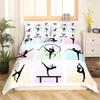 Gymnastics Bedding Set, Twin Size, Gymnast Silhouette Duvet Cover Set for Girls, Teens and Women, 1 Pillowcase view 2