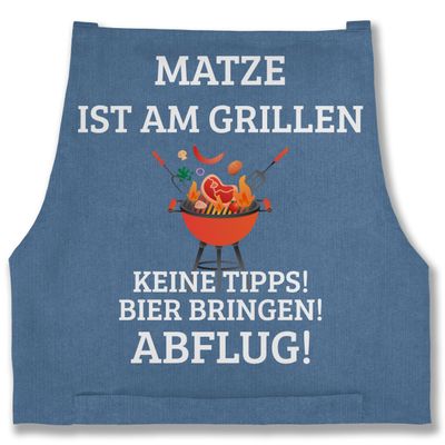 Grill Apron “Grilling with Name” – 85 x 69 cm, Denim Blue