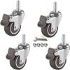 Furniture Casters with Brakes, Rubber, M8/M6 Threaded Stem, Brown, 4-Pack view 1