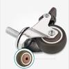 Furniture Casters with Brakes, Rubber, M8/M6 Threaded Stem, Brown, 4-Pack view 2