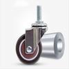Furniture Casters with Brakes, Rubber, M8/M6 Threaded Stem, Brown, 4-Pack view 3
