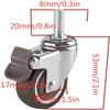 Furniture Casters with Brakes, Rubber, M8/M6 Threaded Stem, Brown, 4-Pack view 4