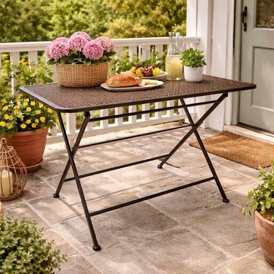 L'Héritier Du Temps Auguste Rectangular Coffee Table, Iron, for Outdoor Use, Patinated Brown, 55.5 x 60 x 100 cm