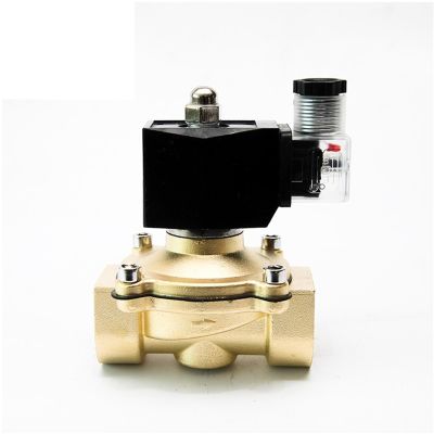 2-Way Water Solenoid Valve, Brass, 220/12/24/110 V, Normally Closed, LED Indicator, 1 pc (Color: 240 VAC_NORMALLY OPEN, Size: 1-1/2 in)