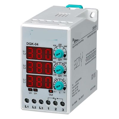DGK-04 Digital Three-Phase Overvoltage and Undervoltage Protection Relay, 3 × 380 V, No Neutral, 1 pc