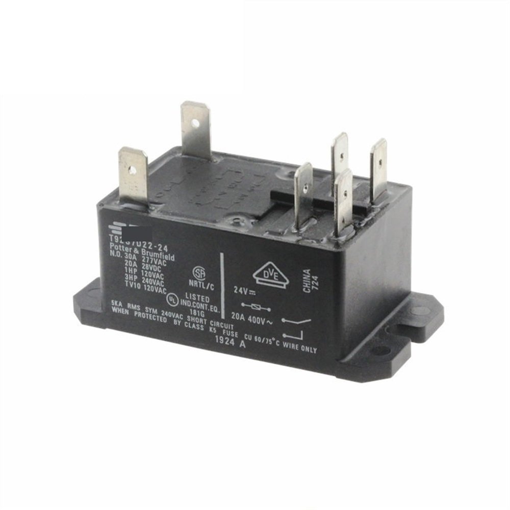 1-Piece Power Relay T92S7D22-12 T92S7D22-24, 12VDC/24VDC, 30A 250VAC, 6-Pin General-Purpose Relay, DPST-NO (2 Form A), 24VDC (Size: T92S7D22-24)