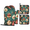 Christmas Oven Mitts and Pot Holders, Non-Slip, Heat-Resistant, 4-Piece Set view 1