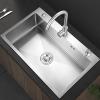 Silver 304 Stainless Steel Kitchen Sink, Workstation Sink with Drain and Drainpipe, 31.5 x 17.7 in view 2