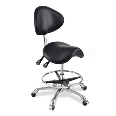 SFKLYU Ergonomic Saddle Stool with Backrest, Footrest, Hydraulic Swivel, Height-Adjustable, Black