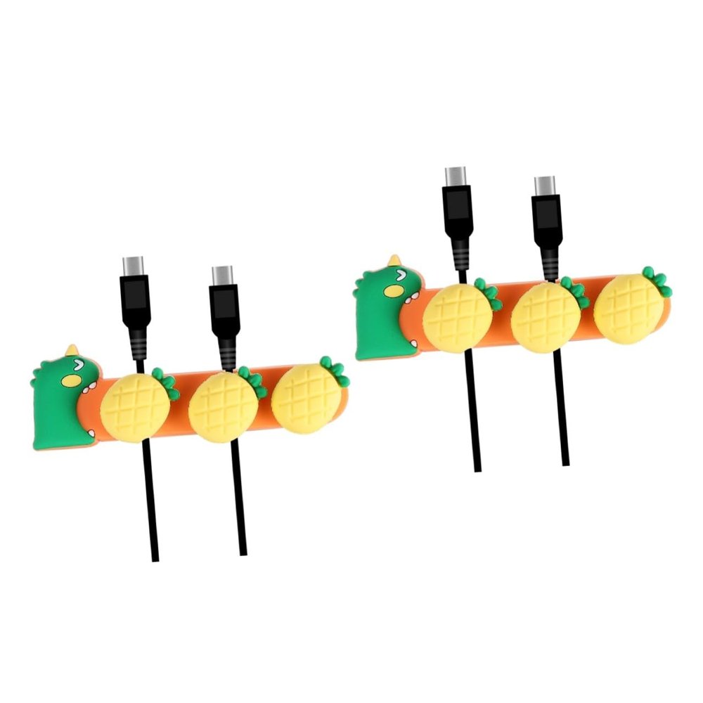OSALADI 2-Pack Cable Organizers, Adhesive Desktop Dinosaur and Pineapple Design