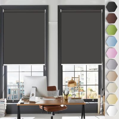 No-Drill Clip-On Roller Blind 80 x 130 cm, Black