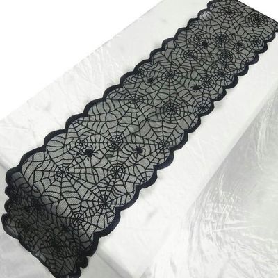 birnn Party Decoration, 183 x 33 cm, Halloween Lace Spiderweb Table Runner, Black
