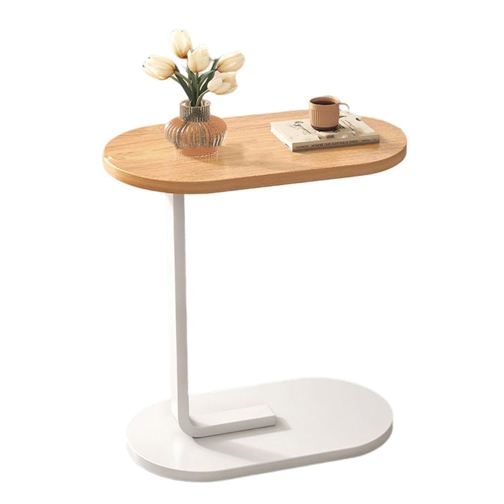 OKTAO C-Shaped Side Table, Industrial Snack Table, Simple European-Style Side Table/Nightstand, 2 cm x 3 cm x 1 cm, Log Color