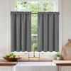 Vangao Waffle Café Curtains for Kitchen, 2-Pack, 90W x 115H cm, Gray view 1