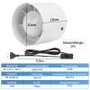 100 mm Inline Duct Fan, 130 m³/h, 3 m Cable with Switch, Bathroom Exhaust Fan view 2