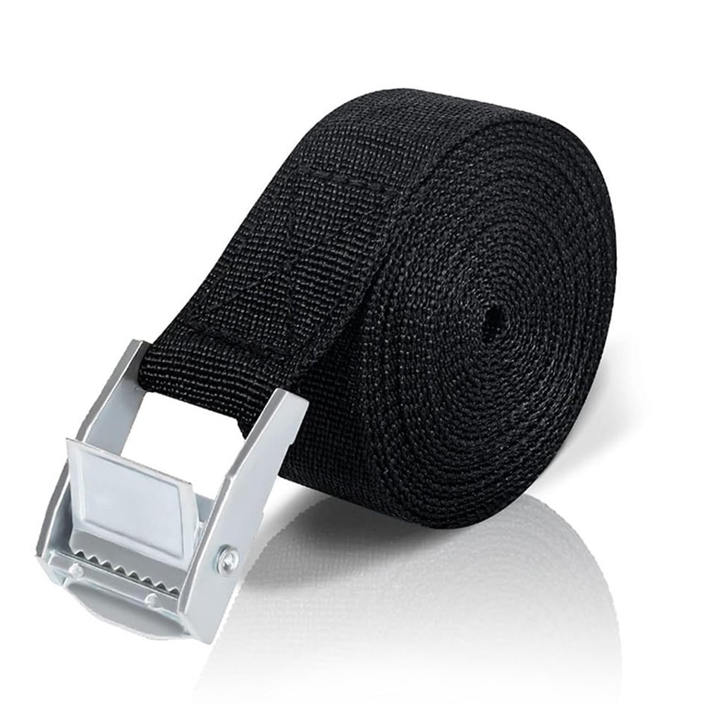 ieron Tie-Down Straps with Cam Buckle, 5 m, Black