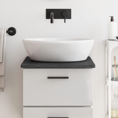 Camerina Solid Wood Vanity Top/Tabletop, Dark Gray, 40 x 60 x 2 cm, Treated