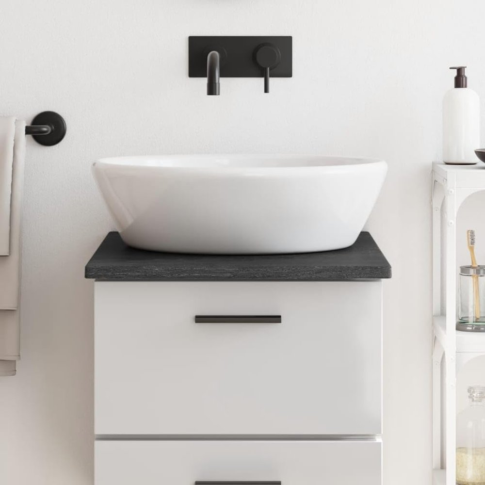 Camerina Solid Wood Vanity Top/Tabletop, Dark Gray, 40 x 60 x 2 cm, Treated