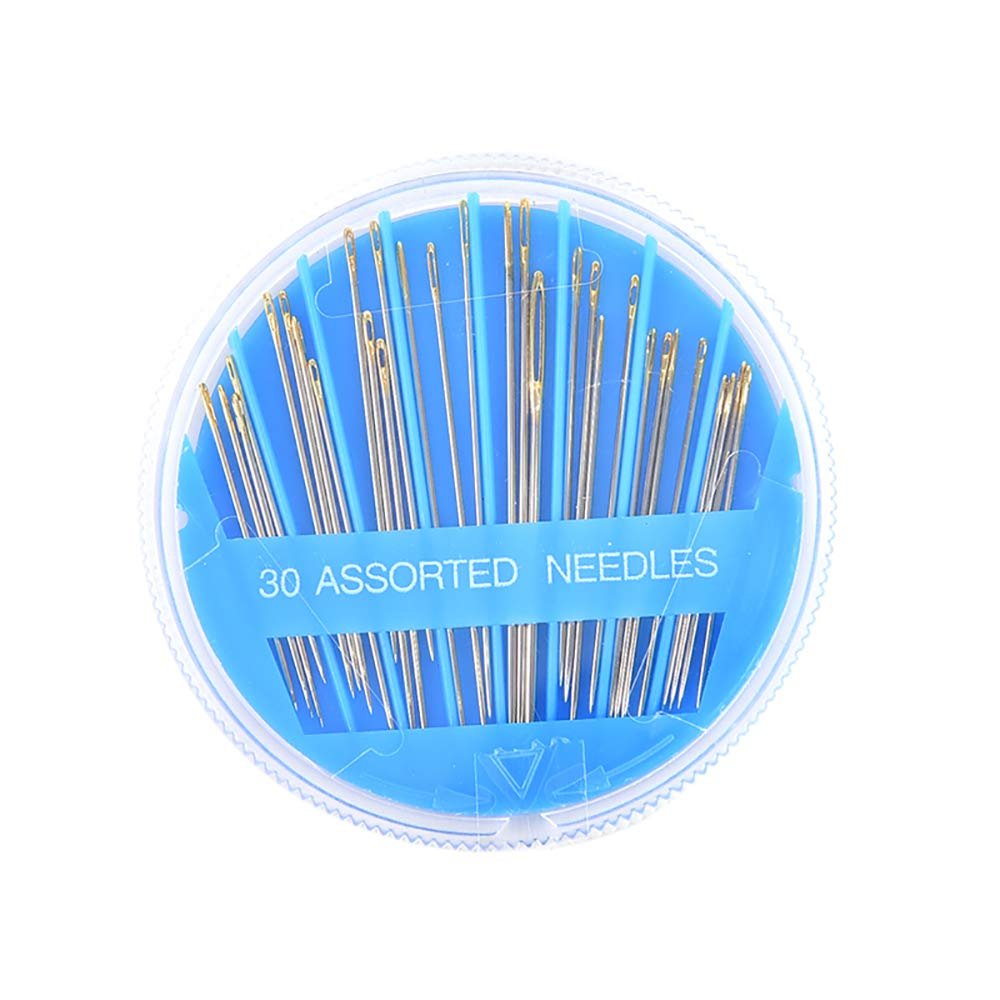 30 Hand Needles Set, Various Sizes, Sewing Tool for Knitting, Embroidery, Crafting, Tapestry, Darning (Blue)