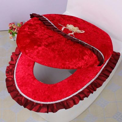 NANZU 2-Piece Blue/Green Diamond Velvet Toilet Seat Cover Set