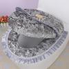 NANZU 2-Piece Blue/Green Diamond Velvet Toilet Seat Cover Set view 4
