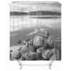 Homxi Dark Gray Sea Stones and Trees Shower Curtain, 90 x 180 cm view 1